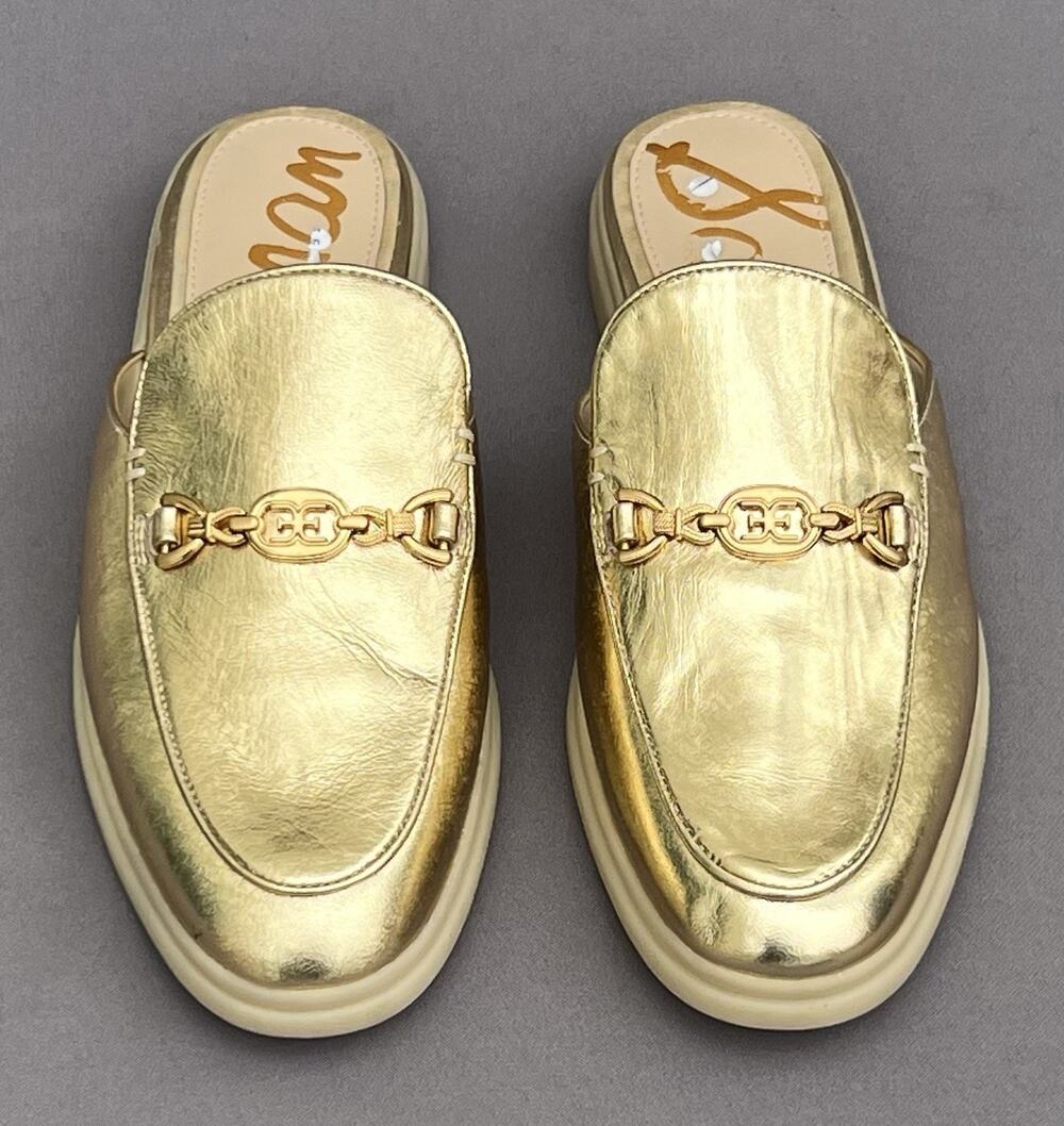 SAM EDELMAN Kira Mule Leather upper Women’s Shoes Amber Gold 8.5 US Size